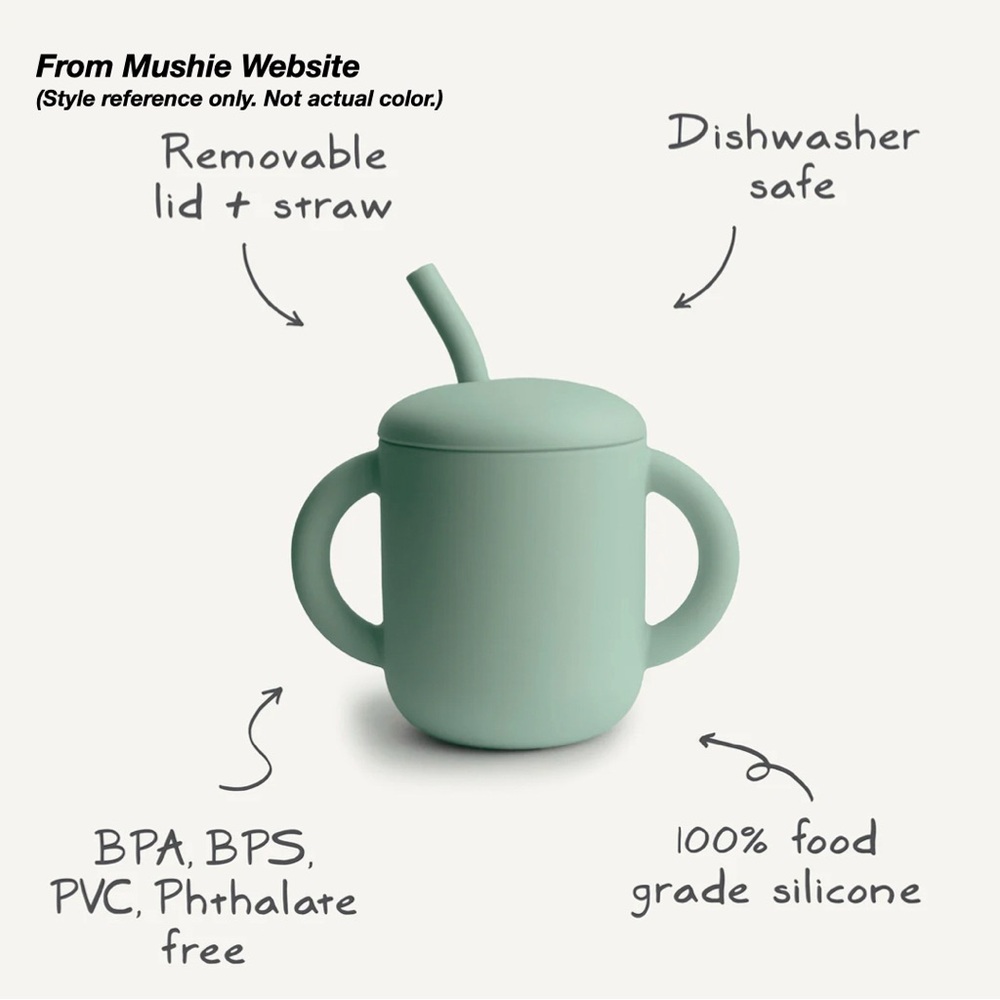 GUC: 3 MUSHIE SILICONE TRAINING CUPS IN LILAC, NATURAL AND TRADEWINDS BLUE (O/S) - Picture 3 of 13